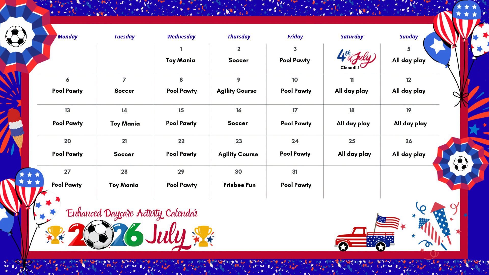 July Events calendar
