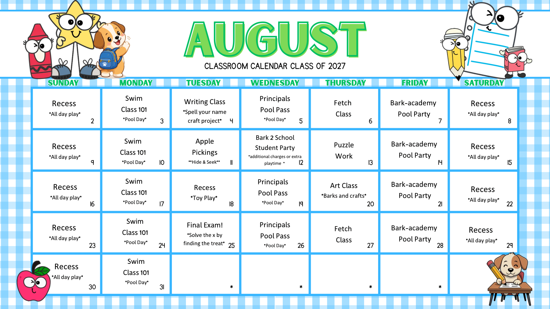 August event calendar